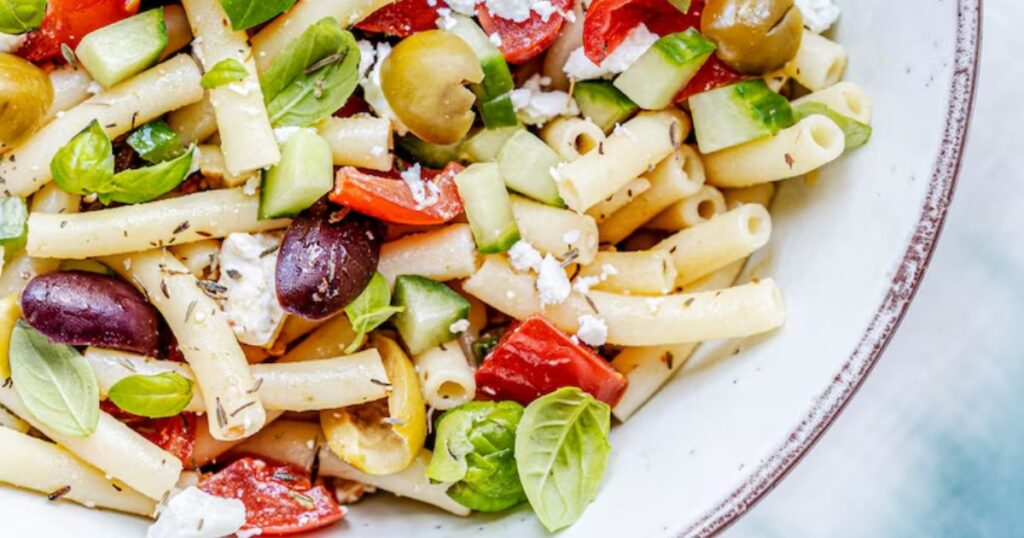 Mediterranean veggie pasta salad